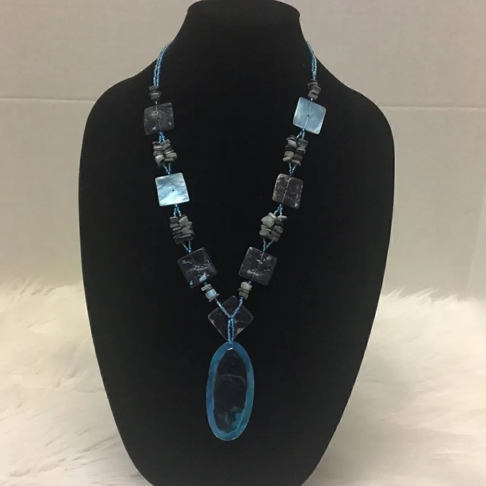 Turquoise Blue Beaded Necklace 